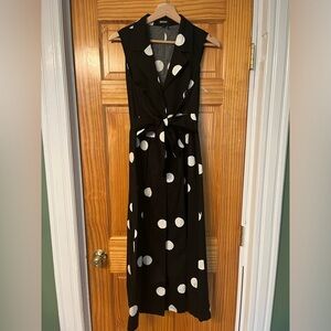 DKNY Polka Dot Wrap Shirtdress Black Size 12